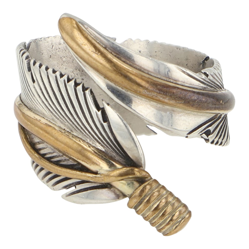 Henry Mace Navajo Sterling Silver & Gold Filled Adjustable Feather Ring (1 of 3)