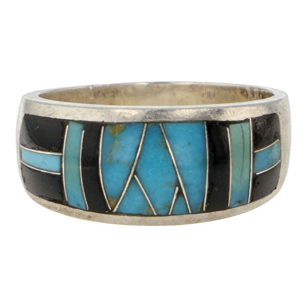 Navajo Turquoise & Jet Inlay Ring (1 of 3)