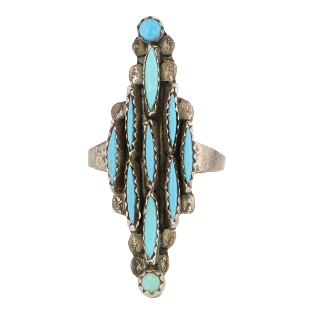 Vintage Zuni Sleeping Beauty Turquoise Needlepoint Ring (1 of 3)