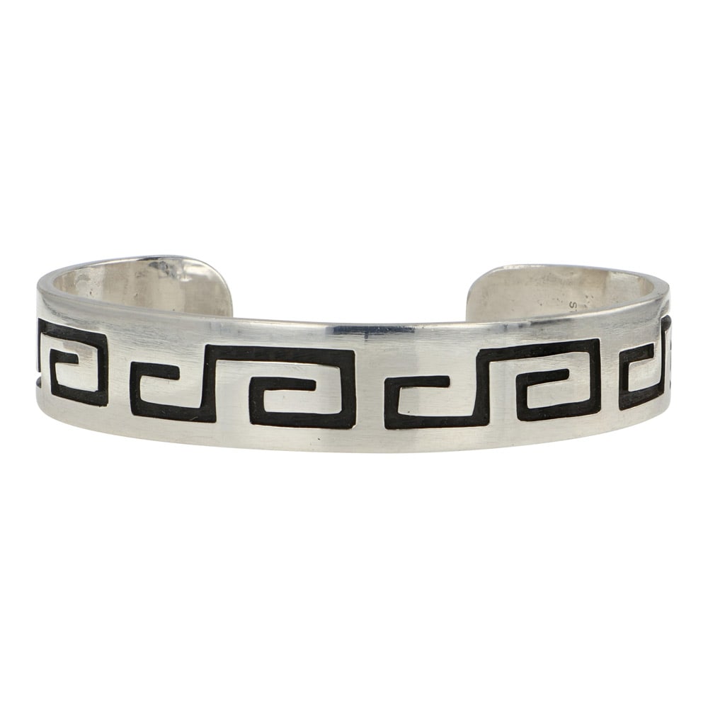 Navajo Overlay Cuff Bracelet: Sterling Silver | | Navajo Overlay Cuff Bracelet | Navajo Native American Southwest Indian Jewelry | Good (no breaks or damages) | Approximate Weight: 31 Grams | Bracelet: 5.75" inner, 1" gap, 6.75" t