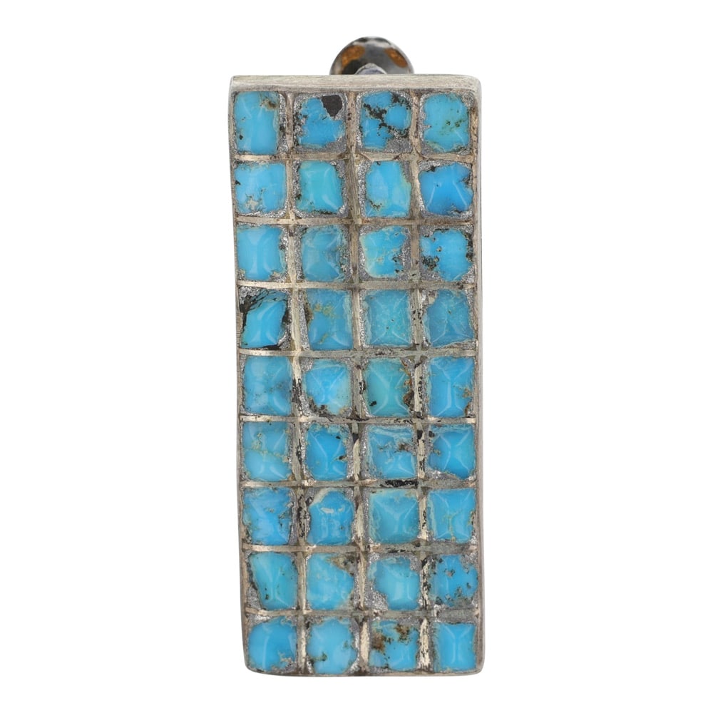 Vintage Zuni Sleeping Beauty Turquoise Inlay Tie Tack (1 of 3)