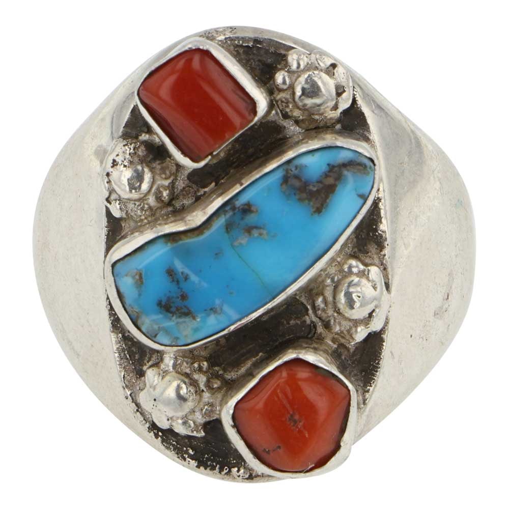 Elouise Kee Navajo Turquoise & Coral Ring