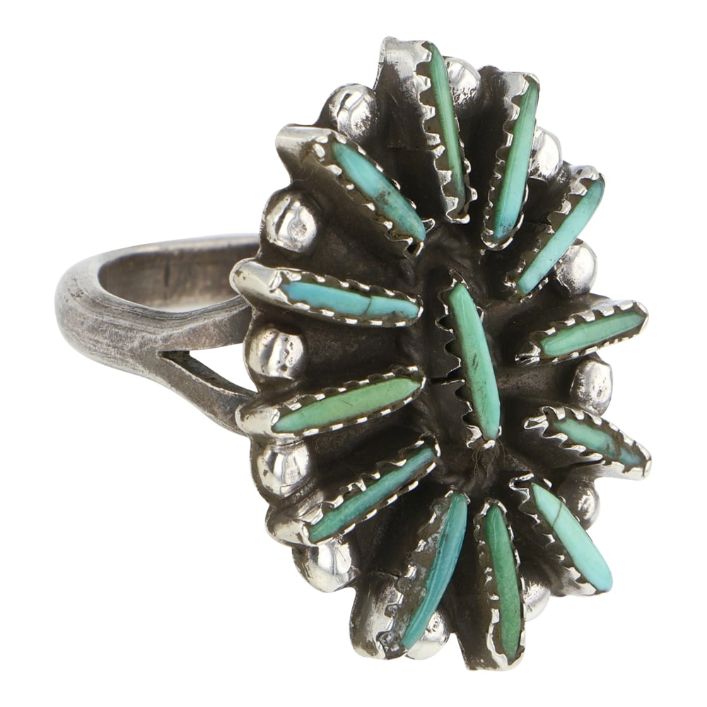 Zuni Turquoise Needlepoint Ring - 2