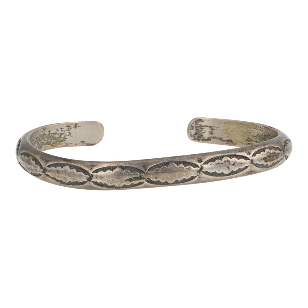 Vintage Navajo Plain Silver Stamp-Work Cuff Bracelet: Sterling Silver | | Vintage Navajo Plain Silver Stamp-Work Cuff Bracelet | Navajo Native American Southwest Indian Jewelry | Good (no breaks or damages) | Approximate Weight: 26 Grams | Bracelet: