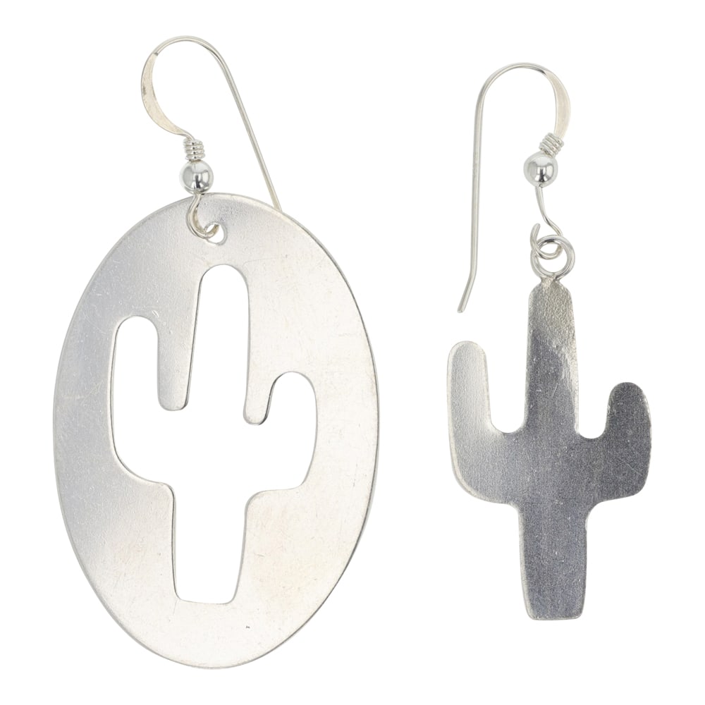 Navajo Plain Silver Cactus Cut out Earrings (1 of 2)