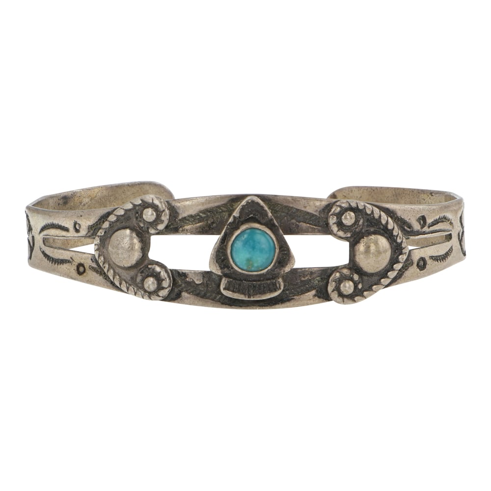 Vintage Fred Harvey Fox Turquoise Cuff Bracelet: Sterling Silver | Genuine Fox Turquoise | Vintage Fred Harvey Fox Turquoise Cuff Bracelet | Navajo Native American Southwest Indian Jewelry | Good (no breaks or damages) | Approximate Weight: 13 Grams