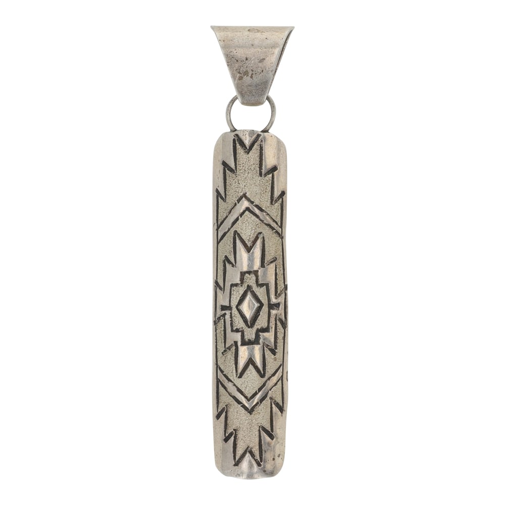 Navajo Plain Silver Rug Pattern Pendant (1 of 2)