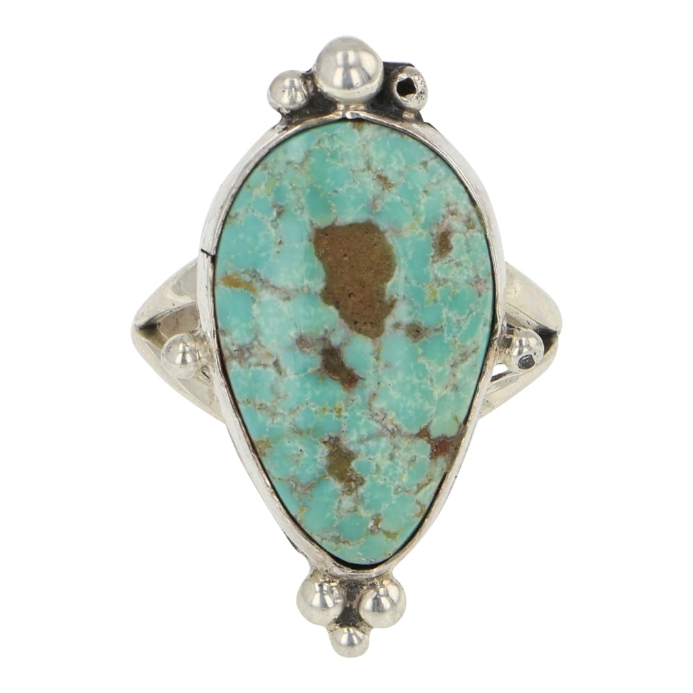 Navajo Nevada Turquoise Ring: Sterling Silver | Genuine Nevada Turquoise | Navajo Nevada Turquoise Ring | Navajo Native American Southwest Indian Jewelry | Good (no breaks or damages) | Approximate Weight: 5 Grams | Ring: 6 size,