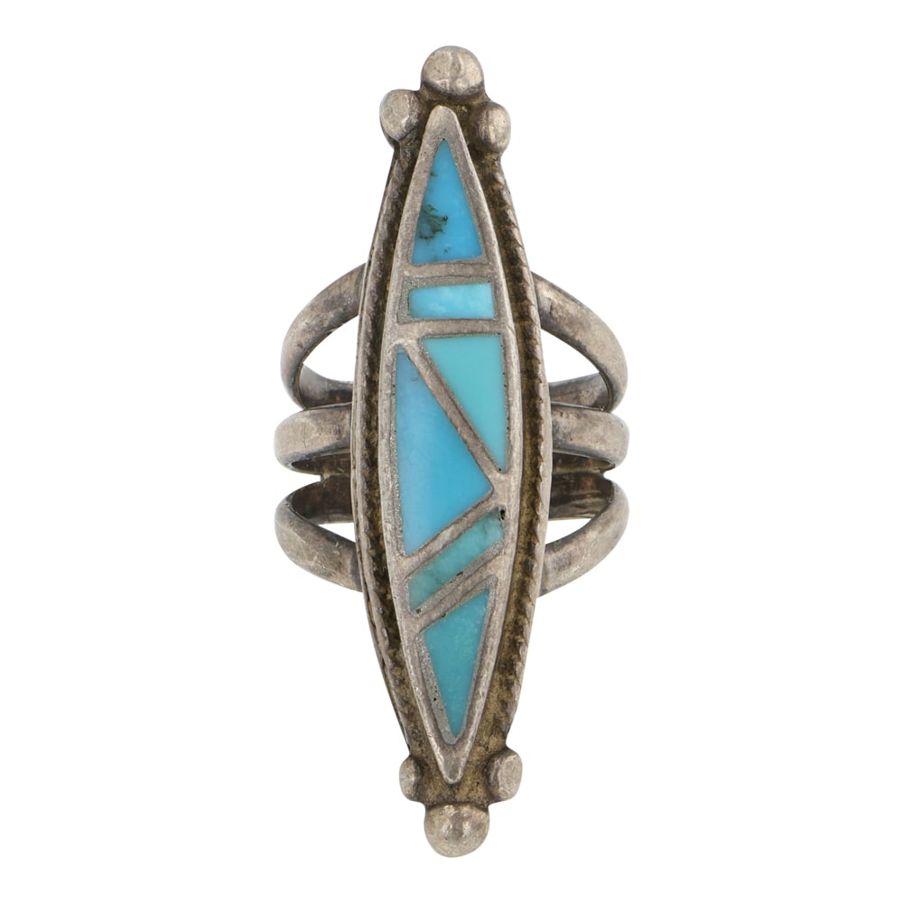 Vintage Zuni Turquoise Inlay Ring (1 of 2)