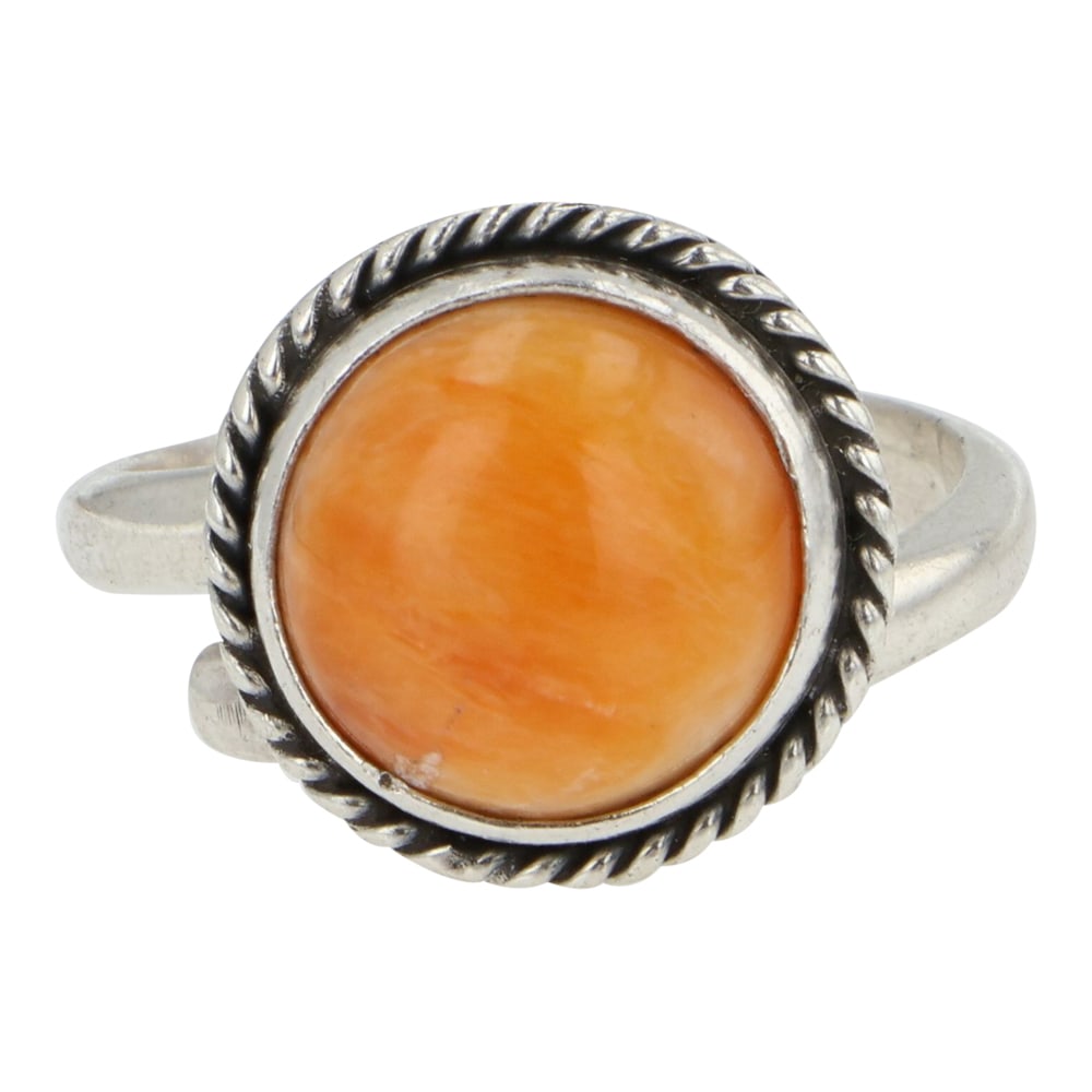 Navajo Spiny Oyster Adjustable Ring: Sterling Silver | Genuine Spiny Oyster | Navajo Spiny Oyster Adjustable Ring | Navajo Native American Southwest Indian Jewelry | Good (no breaks or damages) | Approximate Weight: 3 Grams | Ring: 6 siz