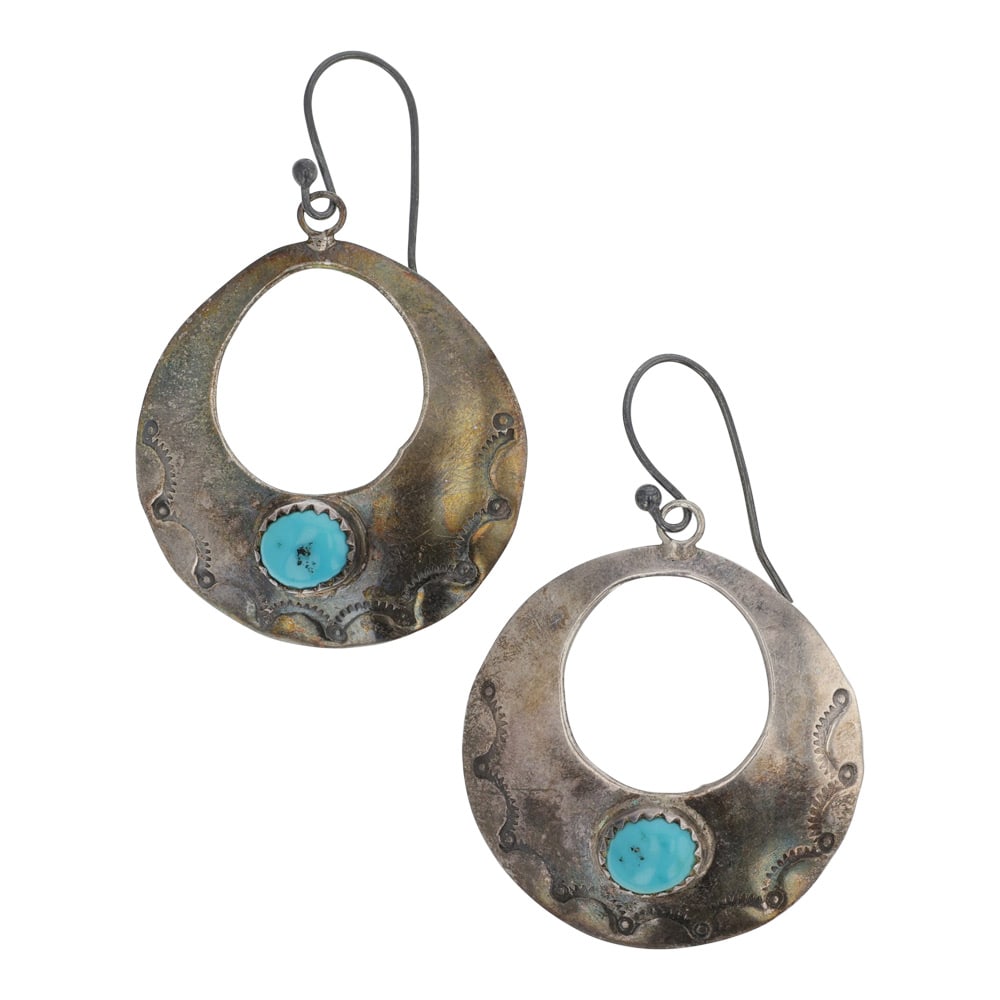 Vintage Navajo Kingman Turquoise Earrings (1 of 2)