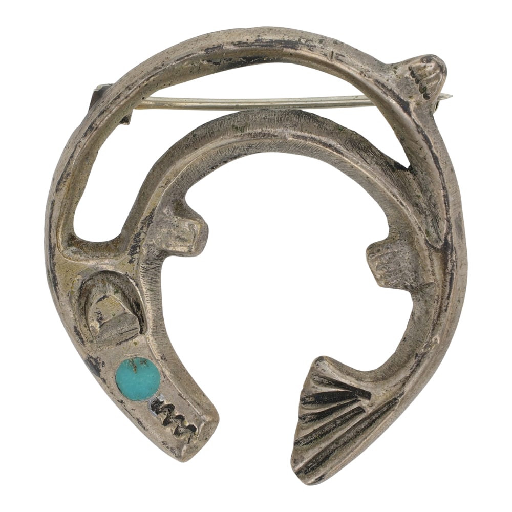 Vintage Navajo Turquoise Sandcast Pin (1 of 2)