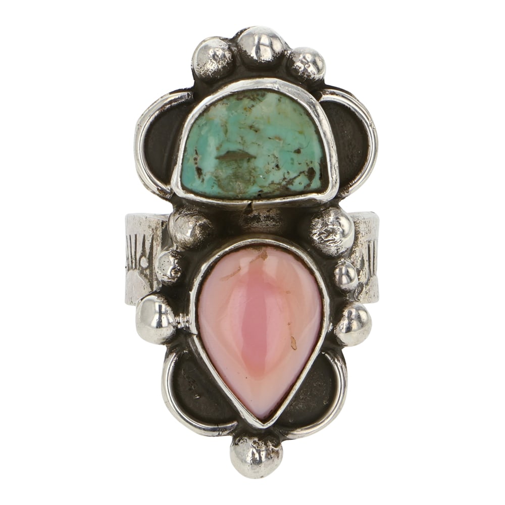 Navajo Turquoise & Pink Conch Ring (1 of 3)