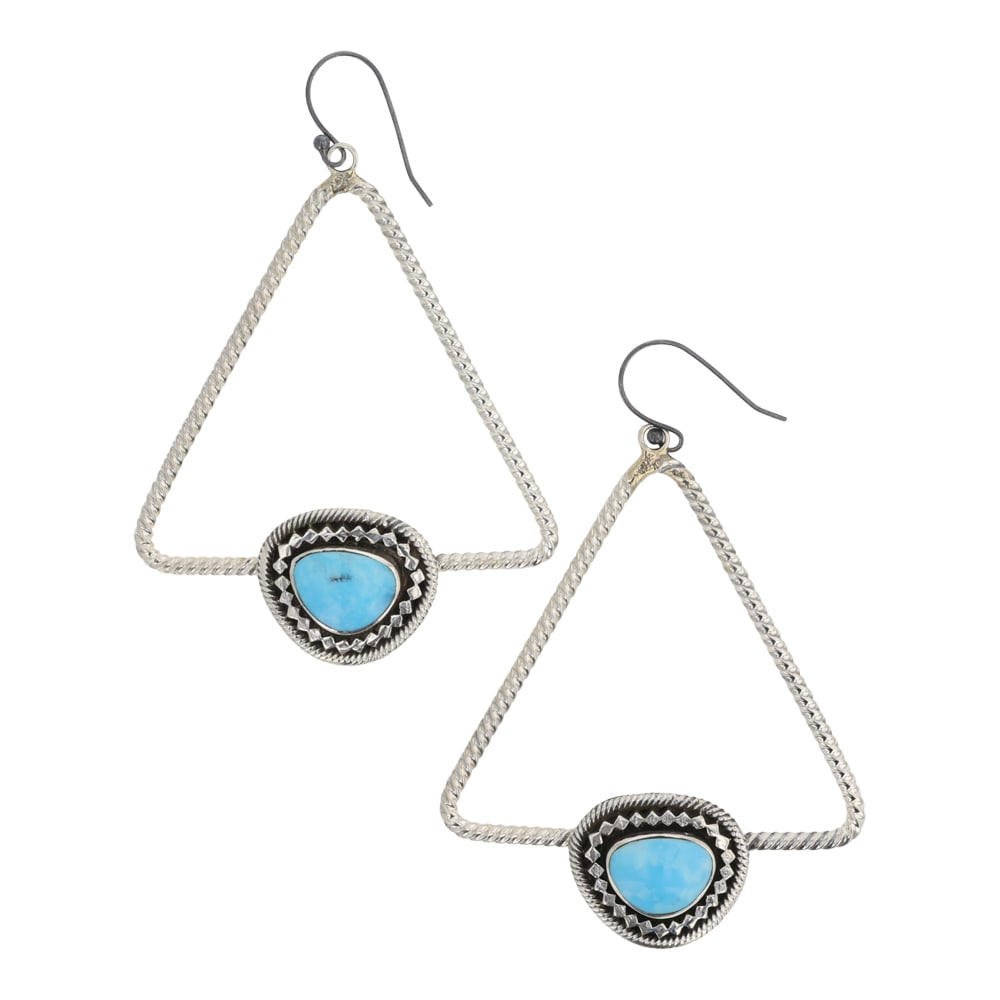 Rb Navajo Kingman Turquoise Twist Wire Earrings