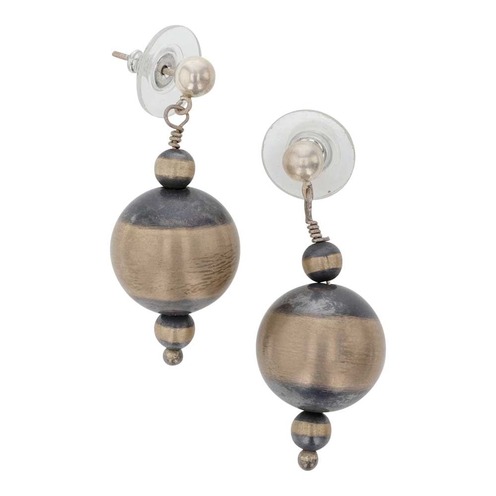 Navajo Oxidized Beads Earrings: Sterling Silver | | Navajo Oxidized Beads Earrings | Navajo Native American Southwest Indian Jewelry | Good (no breaks or damages) | Approximate Weight:?7 Grams | Earrings: 1.75" x .5" each |