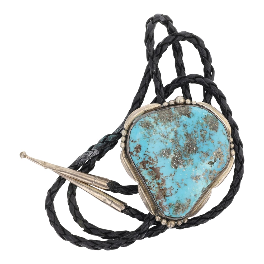 Vintage Navajo Ithaca Peak Turquoise Bolo Tie (1 of 3)