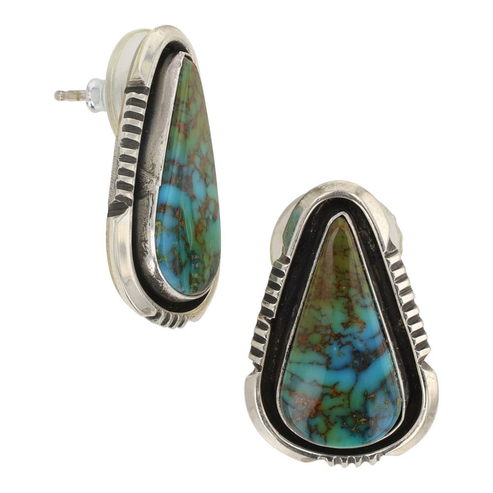 Will Denetdale Navajo Pilot Mountain Turquoise Earrings (1 of 2)