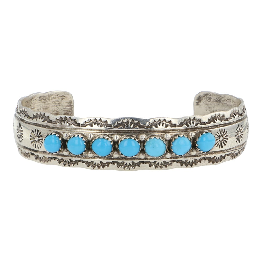 Elsie Yazzie Navajo Sleeping Beauty Turquoise Cuff Bracelet (1 of 4)