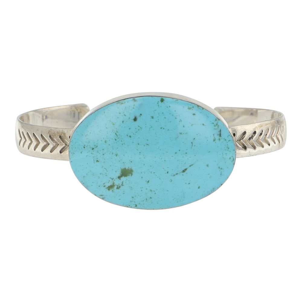 RB Navajo Campitos Turquoise Bracelet: Sterling Silver | Genuine Campitos Turquoise | RB Navajo Campitos Turquoise Bracelet | Navajo Native American Southwest Indian Jewelry | Good (no breaks or damages) | Approximate Weight: 29 Grams | Br
