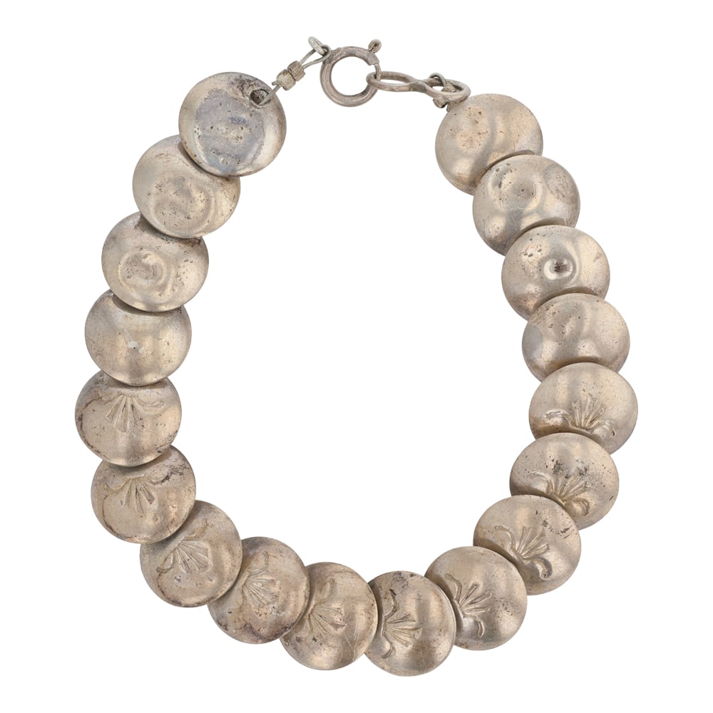 Vintage Navajo Stamp-Work Pillow Beads Bracelet: Sterling Silver | | Vintage Navajo Stamp-Work Pillow Beads Bracelet | Navajo Native American Southwest Indian Jewelry | Good (no breaks or damages) | Approximate Weight: 14 Grams | Bracelet: 6" length
