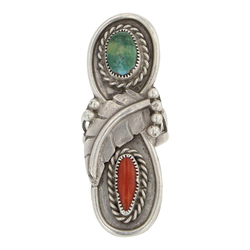 Vintage Navajo Turquoise & Coral Ring (1 of 3)