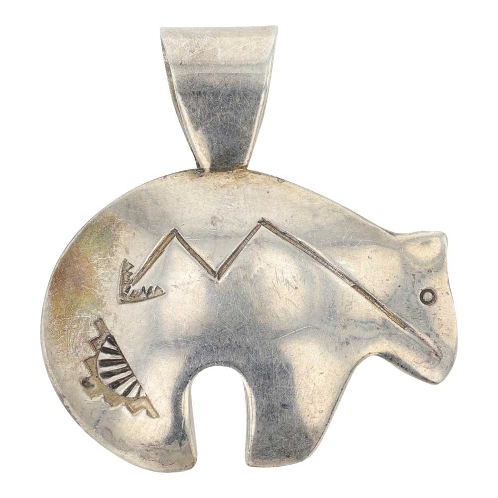 Vintage Navajo Plain Silver Bear Pendant (1 of 2)