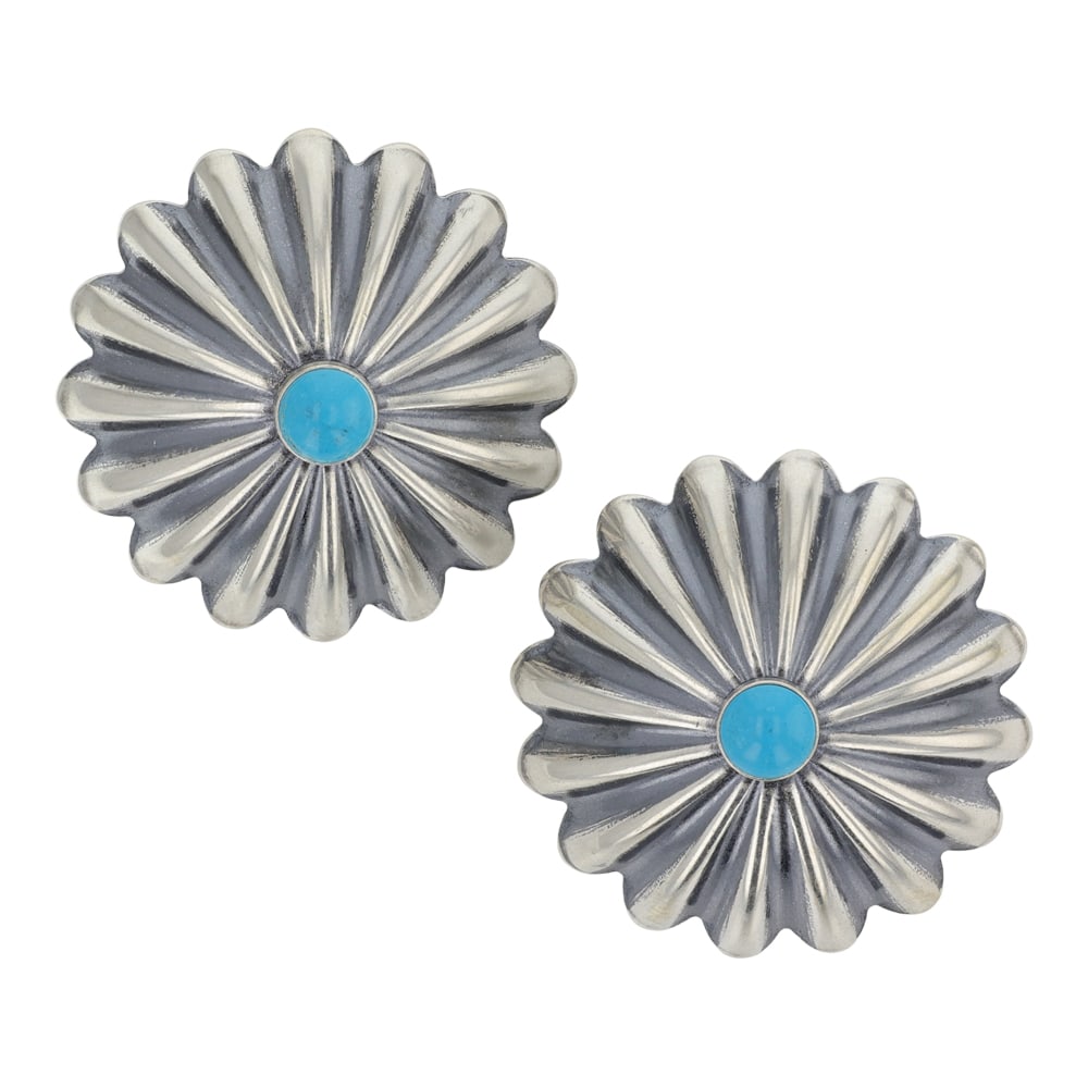 Navajo Turquoise Concho Stamp Earrings (1 of 2)