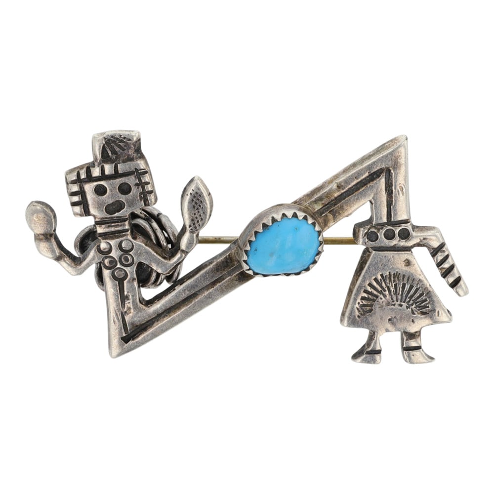 Navajo Kingman Turquoise Sandcast Pin