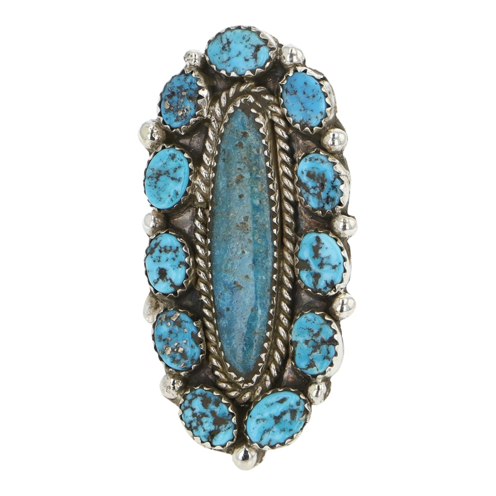 Navajo Kingman Turquoise Cluster Adjustable Ring (1 of 3)