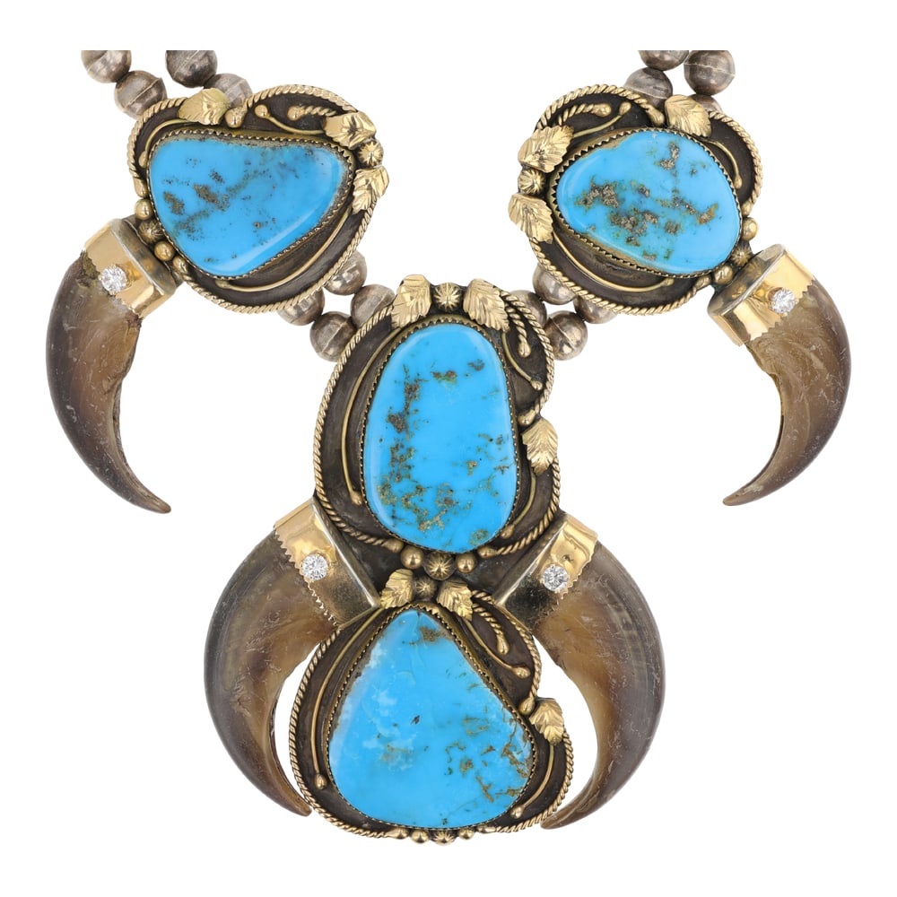 Andy Lee Kirk (1947-2001) Award Winning Navajo Artist 14K Gold & Sterling Persian Turquoise & - 3