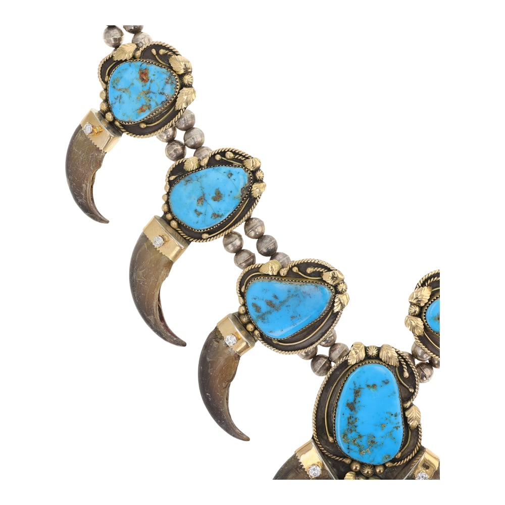 Andy Lee Kirk (1947-2001) Award Winning Navajo Artist 14K Gold & Sterling Persian Turquoise & - 4