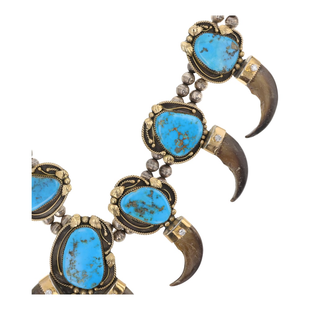 Andy Lee Kirk (1947-2001) Award Winning Navajo Artist 14K Gold & Sterling Persian Turquoise & - 5