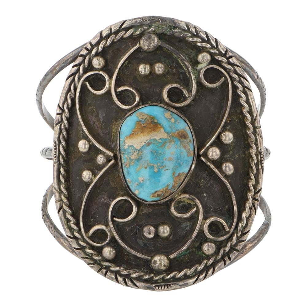 Vintage Navajo Royston Turquoise Cuff Bracelet: Sterling Silver | Genuine Royston Turquoise | Vintage Navajo Royston Turquoise Cuff Bracelet | Navajo Native American Southwest Indian Jewelry | Good (no breaks or damages) | Approximate Weight: 66 Gr