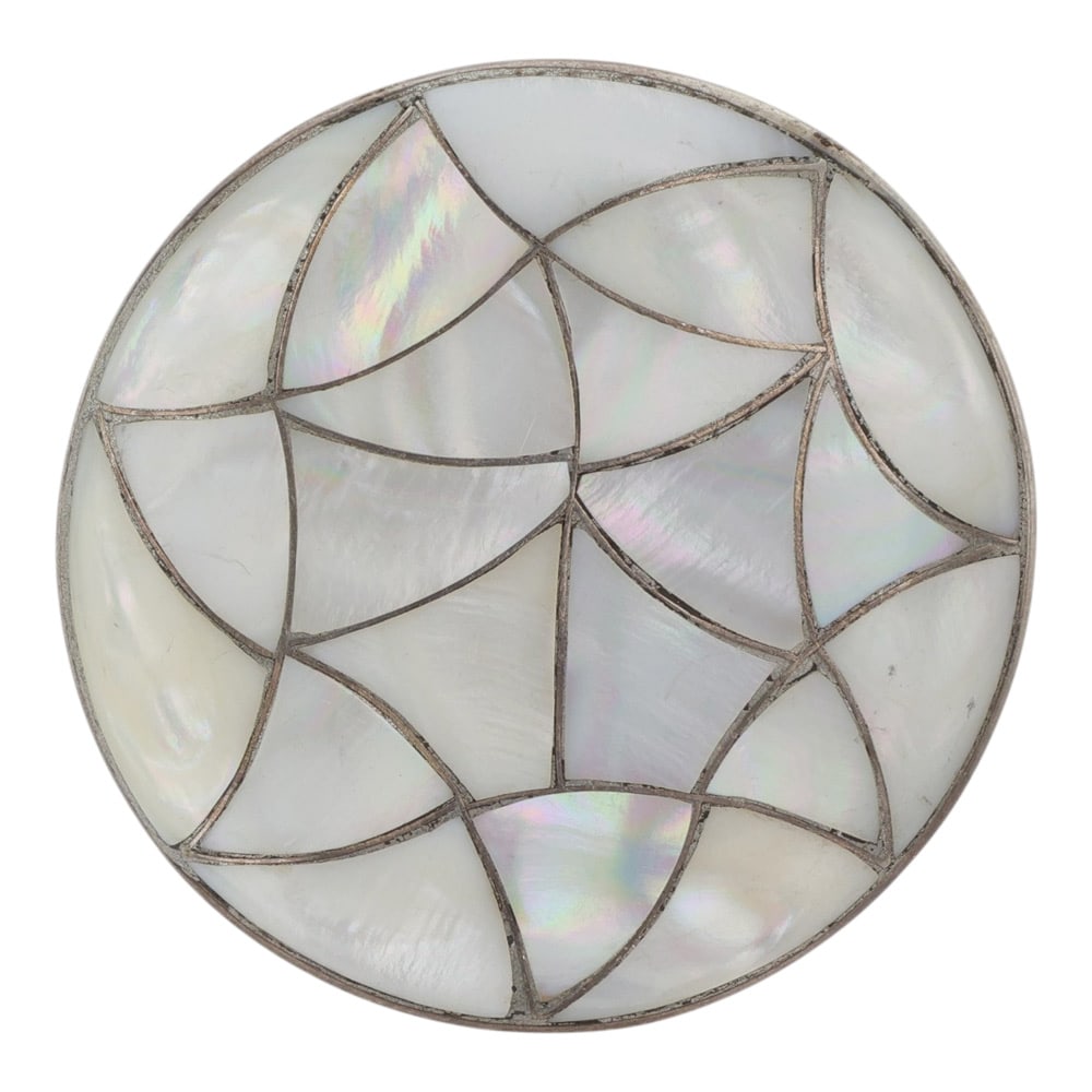 Vintage Zuni Mother of Peral Inlay Pin: Sterling Silver | Genuine Mother of Pearl | Vintage Zuni Mother of Peral Inlay Pin | Zuni Native American Southwest Indian Jewelry | Good (no breaks or damages) | Approximate Weight: 26 Grams | Pin: 2