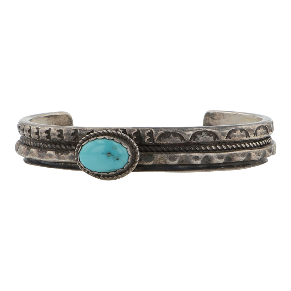 Vintage Navajo Lone Mountain Turquoise Cuff Bracelet (1 of 3)