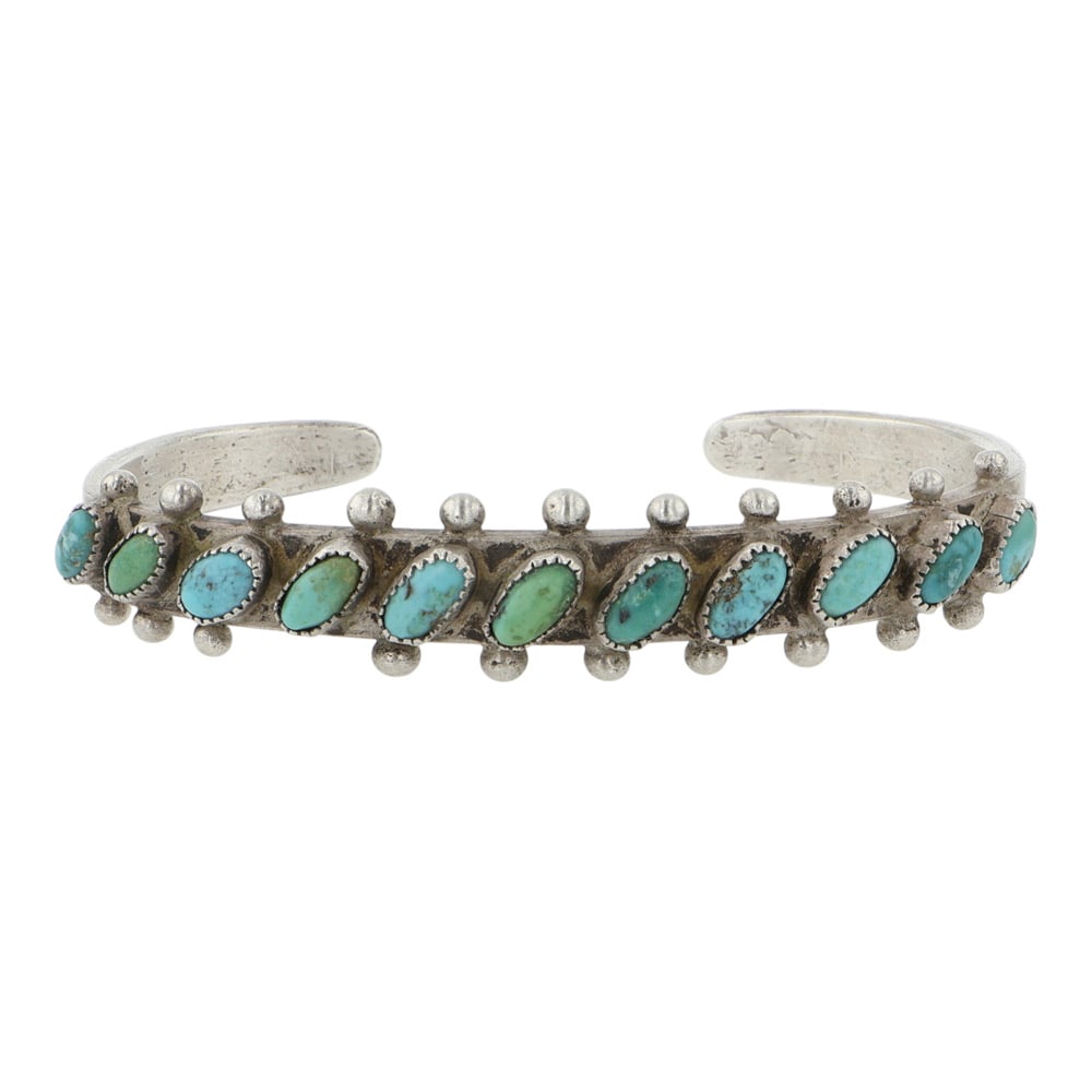 Vintage Navajo Kingman Turquoise Bracelet: Sterling Silver | Genuine Kingman Turquoise | Vintage Navajo Kingman Turquoise Bracelet | Navajo Native American Southwest Indian Jewelry | Good (no breaks or damages) | Approximate Weight: 22 Grams |