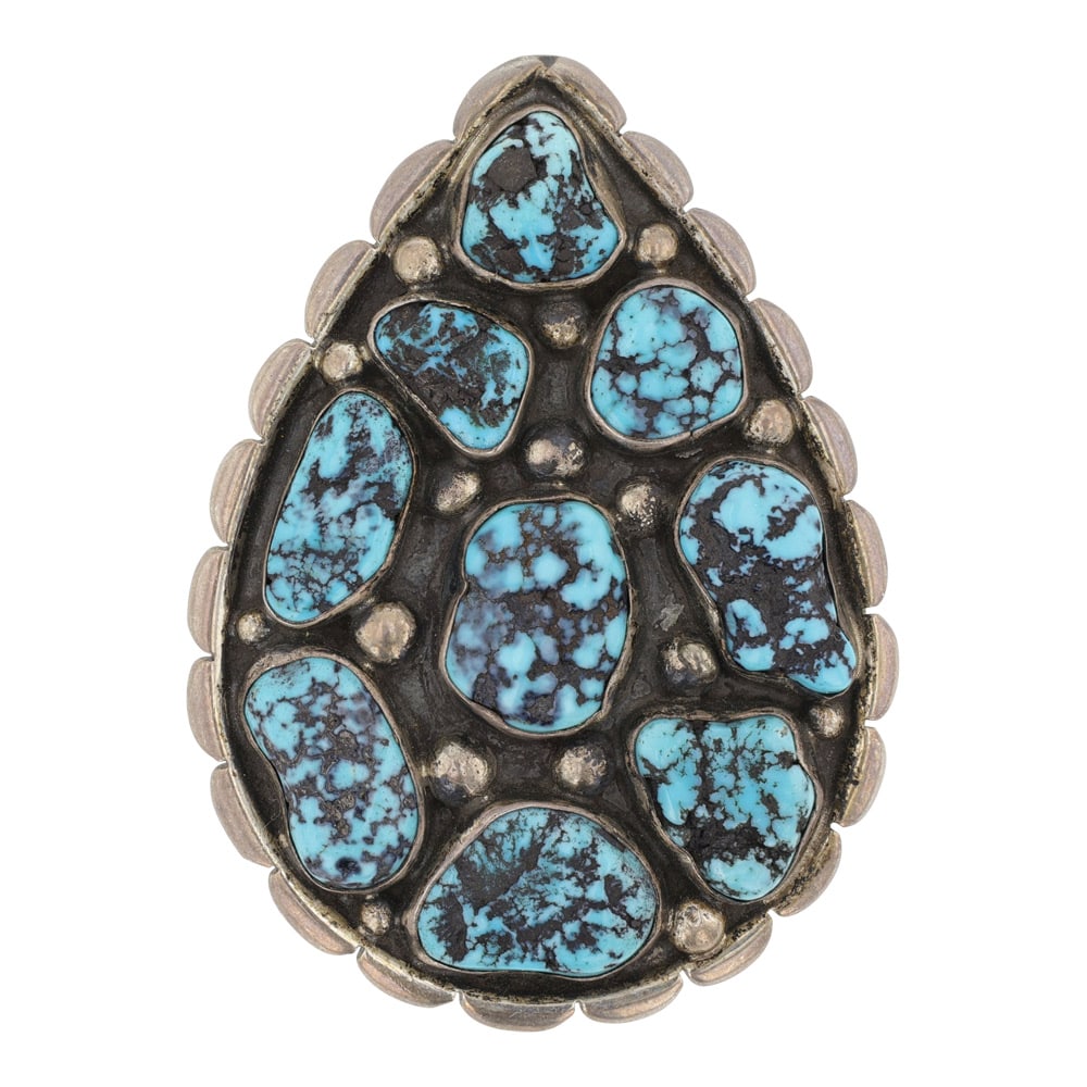 Vintage Navajo Kingman Turquoise Pear Shaped Pendant: Sterling Silver | Genuine Kingman Turquoise | Vintage Navajo Kingman Turquoise Pear Shaped Pendant | Navajo Native American Southwest Indian Jewelry | Good (no breaks or damages) | Approximate Weight: