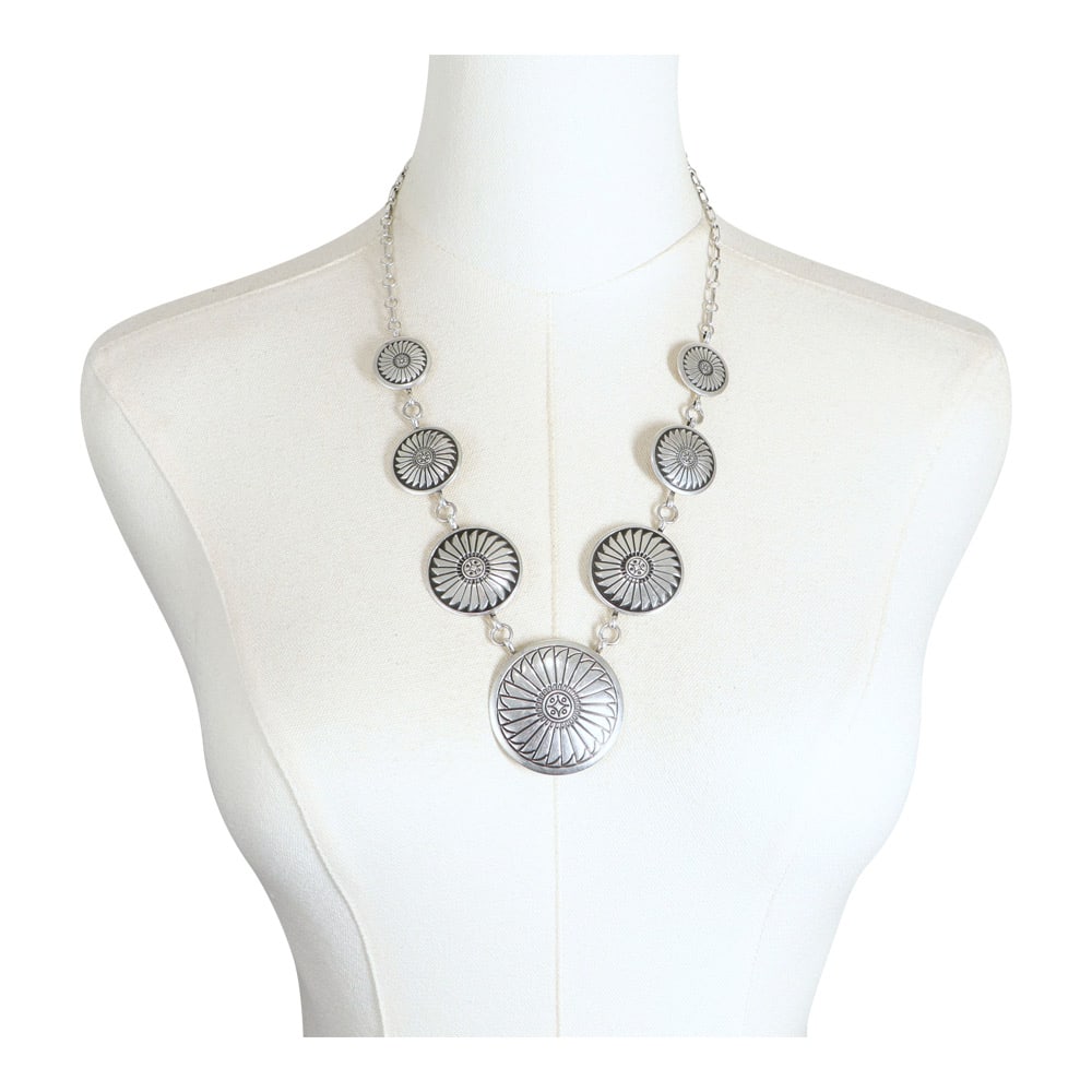 Navajo Plain Silver Overlay Necklace: Sterling Silver | | Navajo Plain Silver Overlay Necklace | Navajo Native American Southwest Indian Jewelry | Good (no breaks or damages) | Approximate Weight: 61 Grams | Necklace: 24" length, 1.75" x 
