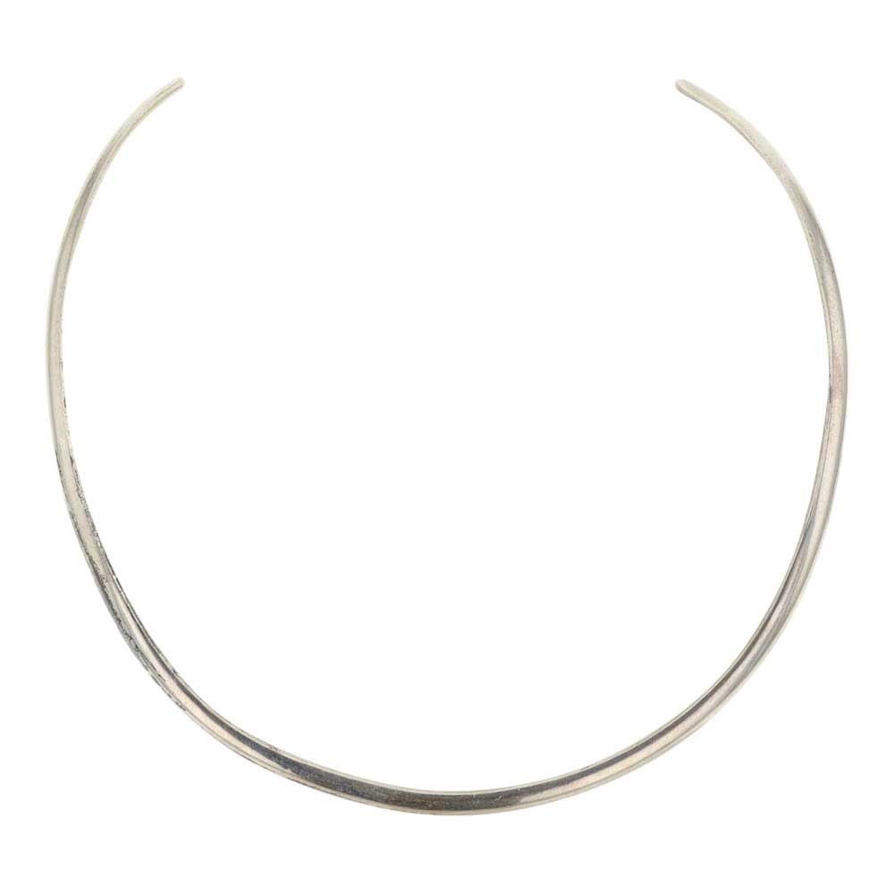 Navajo Sterling Silver Plain Silver Collar Necklace (1 of 3)