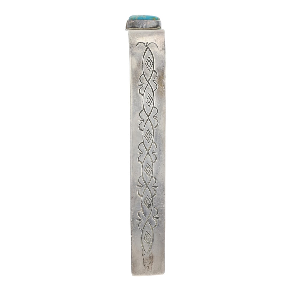 Vintage Navajo Nevada Turquoise Stamp-Work Sterling Silver Bookmark (1 of 3)