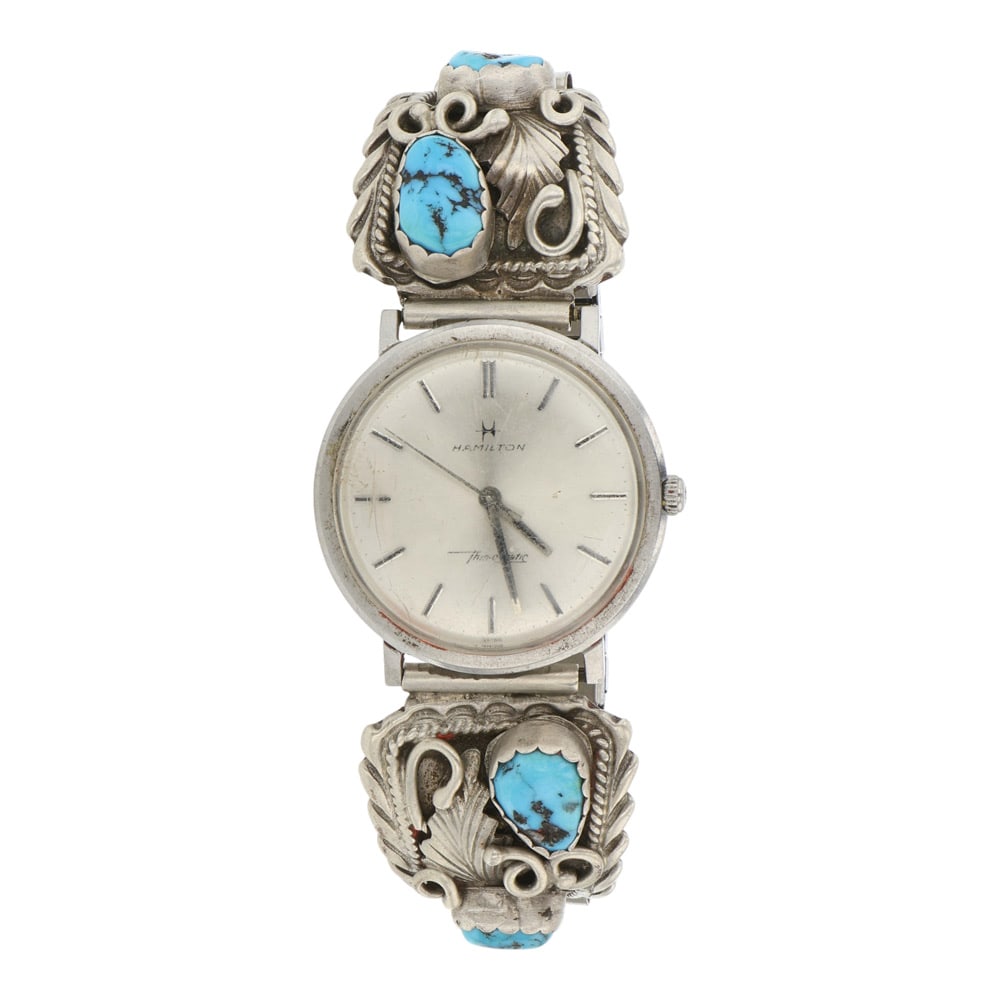 Vintage Navajo Kingman Turquoise Watch bracelet: Sterling Silver | Genuine Kingman Turquoise | Vintage Navajo Kingman Turquoise Watch bracelet | Navajo Native American Southwest Indian Jewelry | Good (no breaks or damages) | Approximate Weight: 60 G