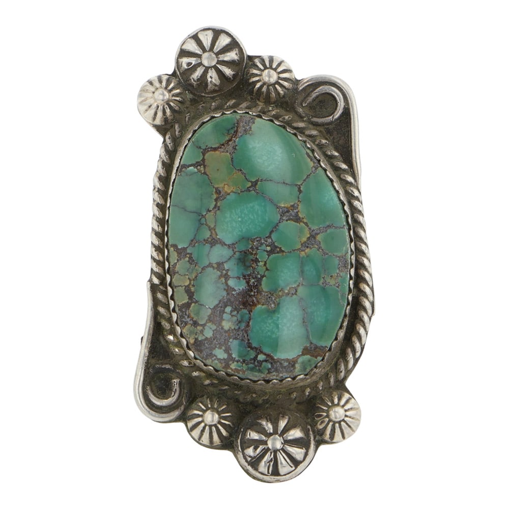 Boyd Ashley Navajo Hubei Turuqooise Stamp-Work Ring (1 of 3)