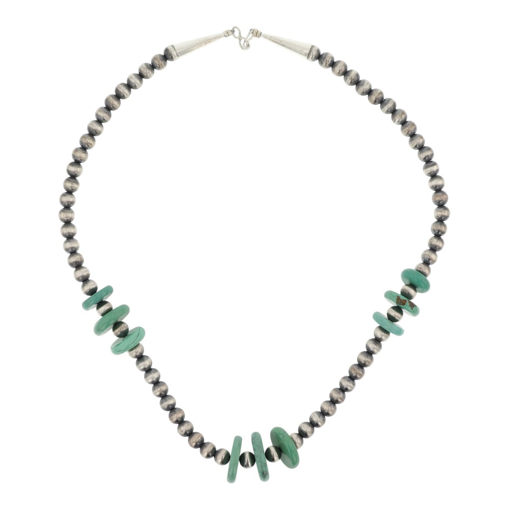 Navajo Oxidized Beads & Turquoise Choker Necklace (1 of 2)