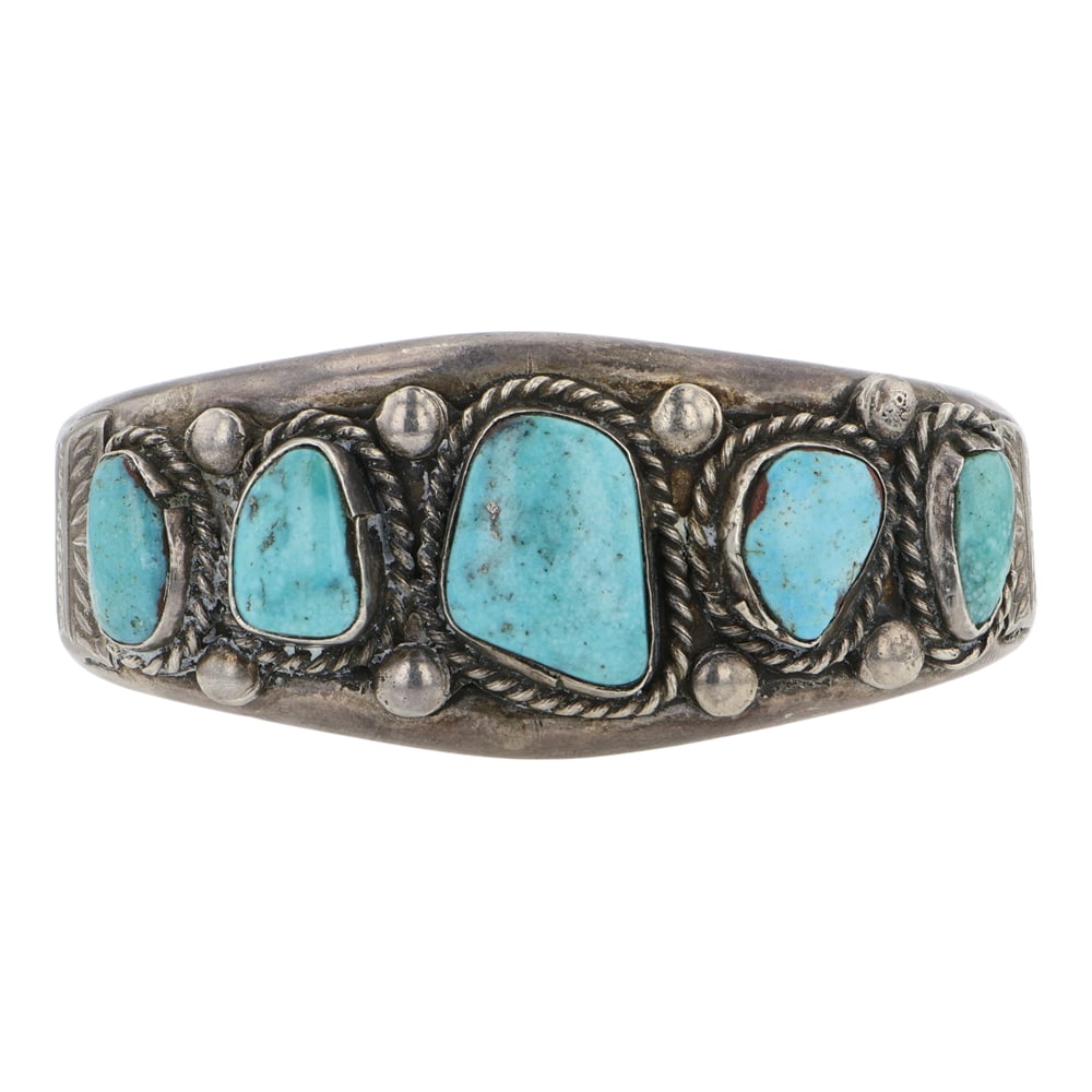 Vintage Navajo Kingman Turquoise Bracelet: Sterling Silver | Genuine Kingman Turquoise | Vintage Navajo Kingman Turquoise Bracelet | Navajo Native American Southwest Indian Jewelry | Good (no breaks or damages) | Approximate Weight: 68 Grams |