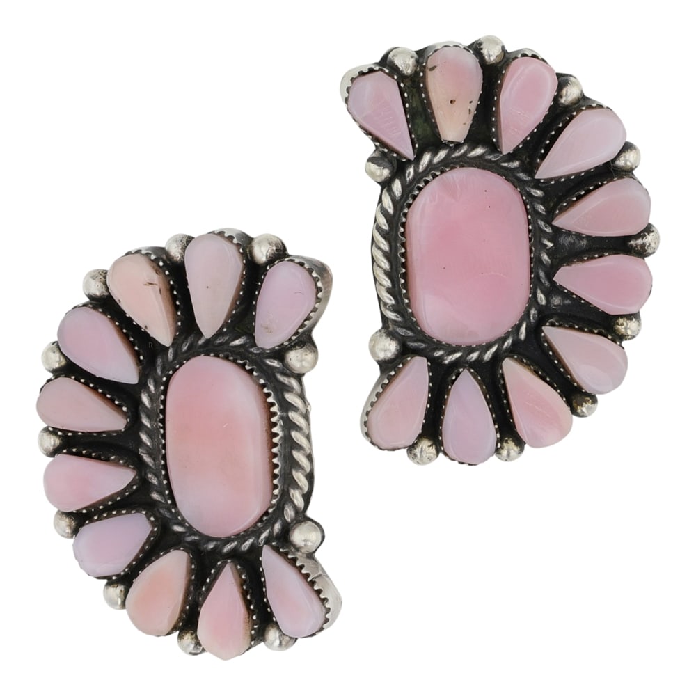 Marie Bahe Navajo Pink Shell Cluster Earrings (1 of 2)