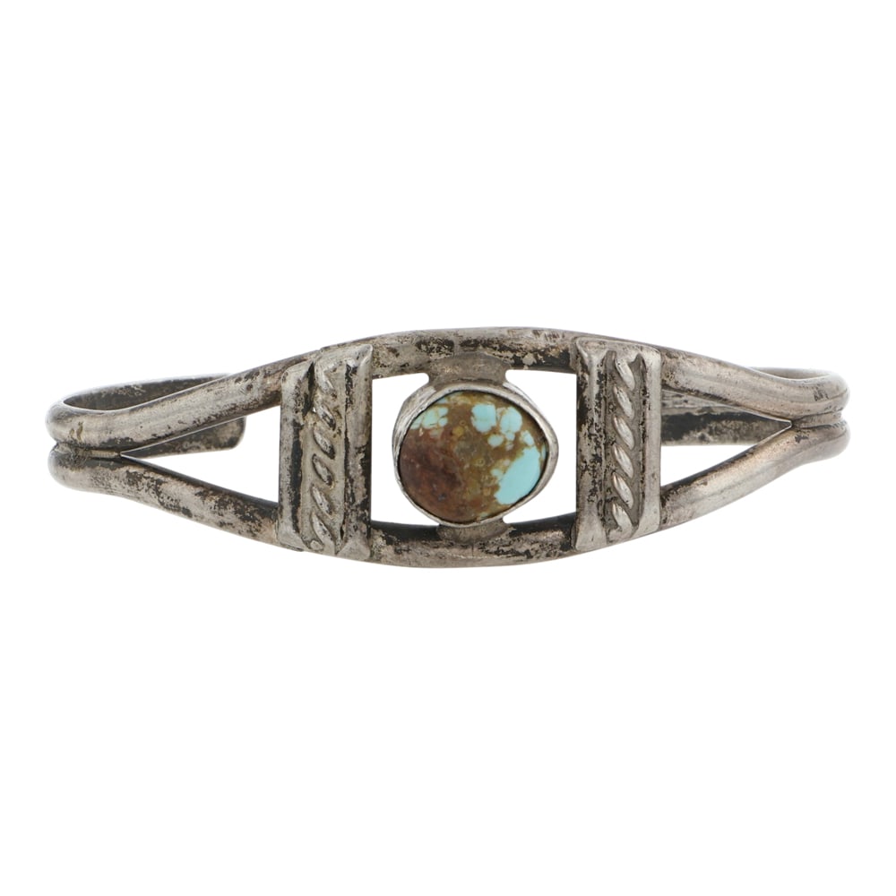 Vintage Navajo Boulder Turquoise Bracelet: Sterling Silver | Genuine Boulder Turquoise | Vintage Navajo Boulder Turquoise Bracelet | Navajo Native American Southwest Indian Jewelry | Good (no breaks or damages) | Approximate Weight: 15 Grams |