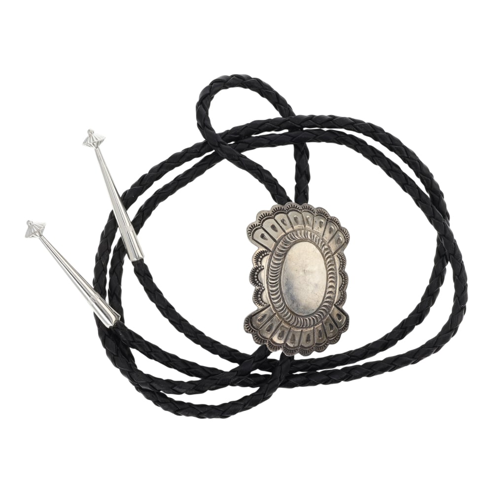 Vintage Navajo Stamp-Work Bolo Tie (1 of 3)