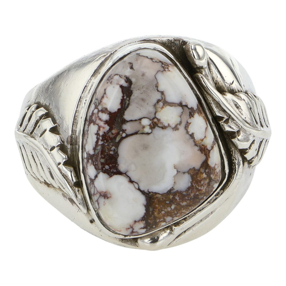 Navajo Wildhorse Ring: Sterling Silver | Genuine Wildhorse | Navajo Wildhorse Ring | Navajo Native American Southwest Indian Jewelry | Good (no breaks or damages) | Approximate Weight: 25 Grams | Ring: 10.5 size, .75" x .75