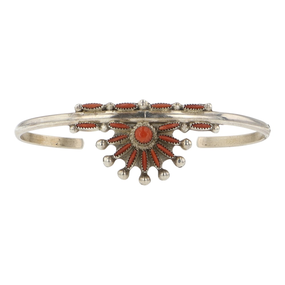 Vintage Zuni Mediterranean Coral Needlepoint Bracelet (1 of 3)