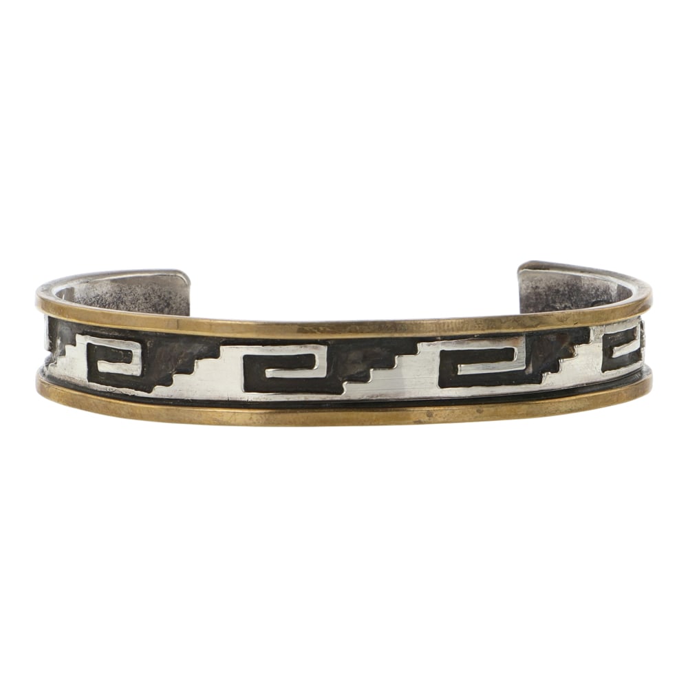 Alois Wagner Award Winning Kewa Pueblo Artist Sterling Silver & Gold Filled Bracelet: Sterling Silver | | Alois Wagner Award Winning Kewa Pueblo Artist Sterling Silver & Gold Filled Bracelet | Kewa Pueblo Native American Southwest Indian Jewelry | Good (no breaks or damages) | Approxim